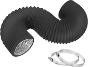 TEAIERXY 3 Inch 8 Feet Dryer Vent Hose,Flexible Insulated Air Ducting,Diesel Heater Hose PVC Aluminum Foil with 2 Clamps for HVAC Ventilation(Black)