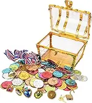 QUMIIRITY 1 Set Pirate Treasure Chest Versatile Treasure Box Prizes for Pirate Themed Parties Halloween Decorations and Classroom Activities