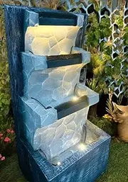 Swarn House Decor's Fiberglass Wall Step Water Fountain, Indoor & Outdoor, Blue, Home Decor, Garden