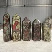 5.89LB 5PCS Natural Dragon Blood stone Quartz Crystal Obelisk Wand Point Healing