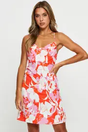 Print A Line Dress Mini - Size 12, Women's F Mini Dress