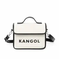 在飛比找ETMall東森購物網優惠-KANGOL 側背帆布包 掀蓋式 米白/黑色滾邊 62251