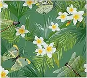 RHAIYAN Dish Drying Mat Compatible with Kitchen Drainer Tropical Floral Dragonflies Jungle Palm Tree Leaves Flower Microfiber Cushion Pad Dinnerware Specific