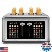 4 Slice Toaster Touch Screen, Stainless Steel Toasters Digital Timer, Dual Co