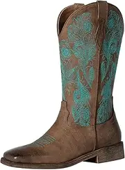 [J's.o.l.e] Ladies Floral Cowboy Boots for Women Square Toe Cowgirl Boots Fashion Western Boots