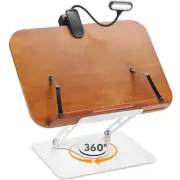 Book Stand for Reading with 360° Rotating Base, Adjustable Book Holder Cookbo...