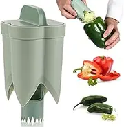 Pepper Seed Corer Remover, 4.45x2.2x2.2in Pepper Deseeder Bell Pepper Corer Pepper Corer Tool 2 in1 Fruit Pepper Corer Bell Pepper Cutter for Kitchen Home Family Camping(Green)