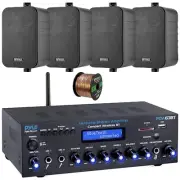 Pyle PDA63BT Bluetooth Home Amplifier Receiver, 4x 4" 30W Max 3-Way Speakers