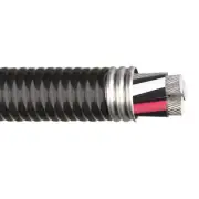 100' 2/4 Type MC Aluminum Conductor Metal Clad Cable PVC Jacket Black 600V