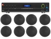JBL Commercial 70v Amp+(8) Black 5" Ceiling Speakers For Restaurant/Bar/Cafe