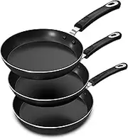 KICHLY Non Stick Frying Pan Set, 3 Pcs Induction Hob Professional Chef Pan Set, Non Stick cookware, 20, 24 and 28cm, Black