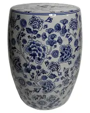 Sagebrook Home 18in Hydrangea Chinoiserie Stool NoSize NoColor