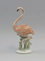 9942634 Porcelain Figurine Bird Flamingo Wagner & Apel H23cm