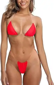 [Generic] Thong Bikini Clear Straps Micro Thongs Bikinis Swimsuit for Women Sexy Bathing Suit