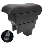 Car Console Armrest Box Large Capacity Smooth Touch Black Surface Red Line