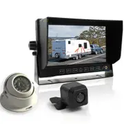 Elinz 7" Monitor HD 12V/24V Reversing CCD 2x TWO Camera 4PIN System 3AV Caravan Kit