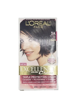 NEW L'Oreal Excellence Creme Triple Protection Color Creme 3A Natural Ash Black