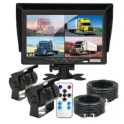 7" Quad Monitor Split Screen Reversing 2 Camera IR CCD 4PIN 2x 20m Kit Truck Van