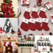 Alphabet Christmas Stocking Socks Kids Gifts Bags Xmas Tree Hanging Ornaments