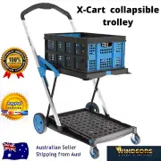 V- Cart Folding Trolley X- Cart Collapsible PORTABLE SHOPPING Folding+1 Basket