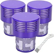 [LhhTing] Replacement V10 Filters for Dyson V10 Cyclone Series, V10 Absolute, V10 Animal, V10 Total Clean, SV12, Replace Part No. 969082-01, 3 Pack Filters and 1 Clean Brush