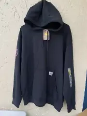 Carhartt Hoodie Black Sweatshirt with Pink Barstool Sports Logo Size L