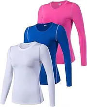 [SPVISE] 1 or 3 Pack Women's Compression Shirt Long Sleeve Workout Tops Cool Dry Scrubs Undershirt Gym Yoga Running T-Shirts