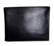 NWT Bond Non Men's Black Leather Vintage Tri-Fold Wallet Coin Credit Card NOS