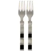 2pc ThirstyStone Old Hollywood Appetizer Forks Stainless Steel Handle BLK/WHT