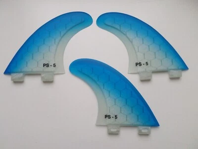 PERFORMANCE CORE surfboard THRUSTER FINS blue fade (set x 3) hexcore FCS style