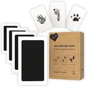 4-Pack Inkless Hand and Footprint Kit-Safe Ink Pad for New Born Baby Hand and Footprint Kit-Baby Essentials for Newborn-Baby Foot Print kit-Pet Paw Print Kit-Mess Free Ink pad for Cat paw Dog paw