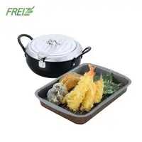 在飛比找森森購物網優惠-【FREIZ】日本品牌鐵製油炸鍋防噴罩溫度計20CM瀝油盤2