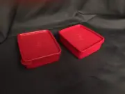 Tupperware New Small Square -A- Way Containers Set 2 of red Color