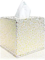 Fanuk Tissue Box Holder, Square PU Leather Tissue Box Cover for Bathroom Vanity Countertops Home Office Car (Gold)