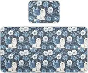 Cooling Baby Crib Mattress Topper 28" x 52" Breathable Blue Rose Winged Cat Bed Pads for Baby&Toddler