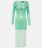 [David Koma] David Koma Sequined midi dress AU 14 green