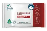 CleanLIFE Plastic-Free Chlorhexidine Wipes Antiseptic Body Cleansing - 10 Pack