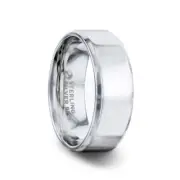 Thorsten LUCID Silver Polished Finish Flat Center Wedding Band With Beveled Edge