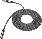 Male to Female Stereo Extension Cable - Headphone Extension Cord with Nylon Sheath - Dual Headphone Jack Adapter for Earphones,