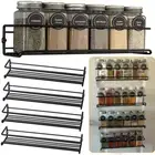 4/8PCS Wall Mount Spice Rack Organisers - Single Tier Spice & Herb Jar Holders