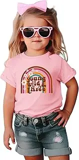 [Ritatte] Young Wild and Three Shirt Girl 3rd Birthday T-Shirt Toddler Baby Retro Rainbow Birthday Outfit 3 Year Old Party Tee