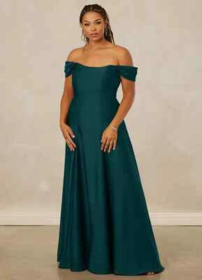 Christian Siriano Bridal for Azazie 1002 UK24 Pine Off Shoulder Satin ALine Gown