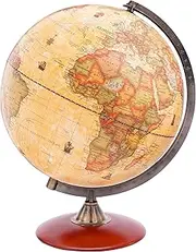 Exerz 30cm Antique Globe With A Wood Base - World Globe Rotating Vintage Decorative 30cm Diametre X Large