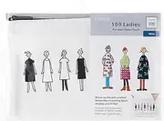 Lecien Cosmo Embroidery Kit 100 Ladies Pre-Sewn Zipper Pouch-White (with English Instruction) No.592315 Size 5" x 7 1/2"