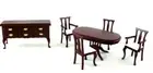 Dolls House Dining Furniture Set with Oval Pedestal Table Victorian Mahogany