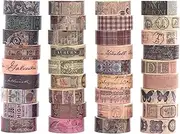 YUBBAEX Vintage Washi Tape Value Pack 36 Rolls Antique Printed Masking Tape Retro Decorative for Arts, DIY Crafts, Journal Supplies, Planners, Scrapbook, Card/Gift Wrapping (Classical)