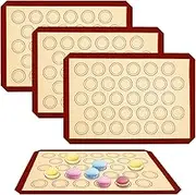 4Pcs Macaron Baking Mats Non Stick Silicone Macaron Baking Sheets Reusable Macarons Baking Liner Large Silicone Cookie Baking Mat Safe Cookie Sheets for Oven Baking