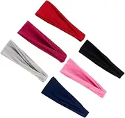 JOINPAYA 6Pcs Elastic Sports Headbands for Yoga Fitness Everyday Wear Soft Durable Moisture Wicking Hair Accessories for Men Women