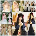 Blonde Synthetic Wigs with Bangs 44-inch Cosplay Lolita Wigs Daily Wear
