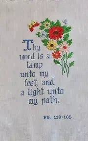 Thy Word is a Lamp Unto My Feet Completed Cross Stitch Psalm 119:105